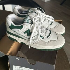 New Balance 550 White and Dark Green Shoes